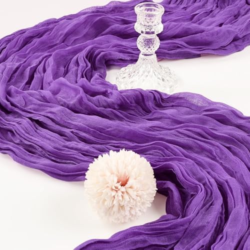 12 Pack 10Ft Dark Purple Cheesecloth Table Runner 23 x 120 Inch - Image 3