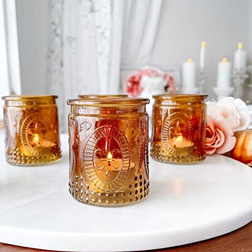 Amber Tea Light Holder - 20pcs - Vintage Glass Tealight Candle Holders by Kate Aspen, Home Décor Table Decoration Favors Gifts for Wedding, Bachelorette, Bridal Shower & Baby Shower Party - Image 5