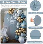 Metal Arch Stand and Cover Set,1 Dusty Blue Spandex Fitted Backdrop with 1 Gold Wedding Arched Stand Frame for Parties Birthday Baby Shower Bridal Banquet Decoration (6.6FT) - Image 3