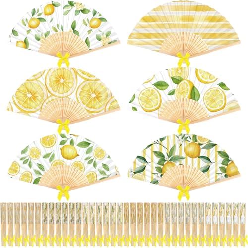 Roowest 36 Pcs Lemon Folding Hand Fans Bulk, Bridal Shower Party Favors by Roowest