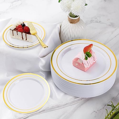 Goodluck 600 Pieces Gold Disposable Plastic Plates for 100 Guests - Image 6
