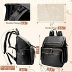 Omanmoli Diaper Bag Backpack Baby Diaper Bag Leather with 17 Diaper Bag Organizing Pouches,Changing Pad,Stroller Straps,4 Insulated Pockets,Black - Image 5