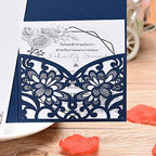 FOMTOR Laser Cut Wedding Invitation Cards Set w/Envelopes & Inserts & Seals – for Wedding, Bridal Shower, Graduation, Birthday Party, Engagement, Anniversary Blue 40Pcs - Image 2