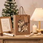 80 Pcs 9.8 x 5.1 x 7.1 in Brown Kraft Paper Gift Bags with Window & Handles - Image 5
