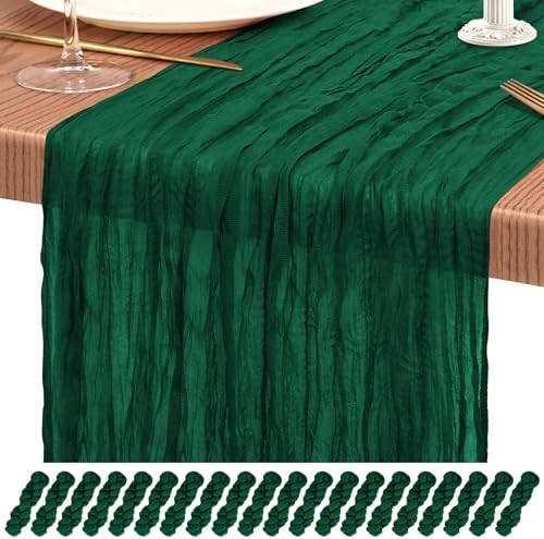 20 Pack Emerald Green Cheesecloth Table Runner Boho Gauze Table Decor by Showgeous