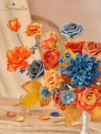 Serwalin Fall Flowers Artificial Orange Navy Blue Silk Flowers for Wedding - Image 4
