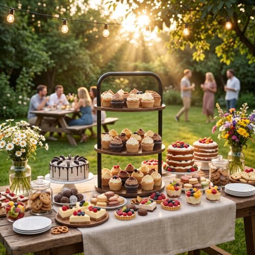Wooden Cupcake Stand 2 Pack, Large Cupcake Tower Stand for 50 Cupcakes, 3 Tiered Wooden Serving Trays Stand, Soporte para Cupcakes, Dessert Table Display - Image 3