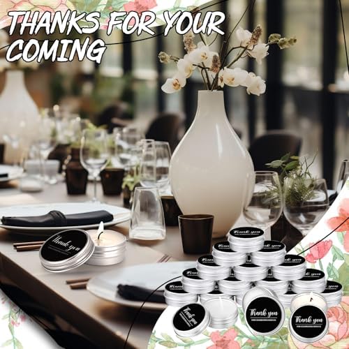 Mtlee 50 Pcs Black Wedding Thank You Candles Gifts for Guests Baby Shower - Image 3