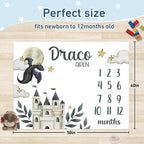 Personalized Baby Milestone Blanket for Boys Girls Baby Month Blanket- First Year Calendar Monthly Growth Chart - Dinosaur Halloween Birthday Gifts for Infant Todder(FixedSize) - Image 3