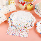Colorful Birthday Plates and Napkins 200PCS Confetti Happy Birthday Party Plates Set Disposable Tableware Serve 50 for Art Paint Party Supplies Bubble Decorations-Colorful Paper Plates - Image 6