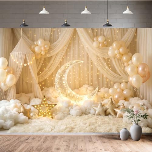 12X10ft Newborn Maternity Backdrop Moon Star Cloud Balloon Background - Image 2