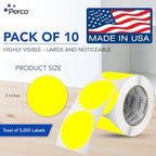Perco Neon Yellow Perforated Round Circle Dot Sticker 3-Inch Labels — 10 Rolls, 5,000 Stickers - Price Signs, Alerts, Notes & Warning Labels, High Visibility - Made in USA - Image 2