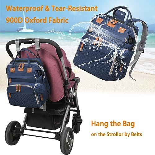 Astro alan Baby Diaper Bag with Changing Station, Waterproof Diaper Bag Backpack for Moms Dads with USB Charging Port, Baby Shower Gifts, Baby essentials, Blue - Image 4