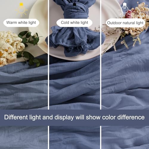 LZY 60 Pack Gauze Cheesecloth Napkins 20x20 Inch Dinner Cloth Napkins, Soft Boho Table Napkins Rustic Wrinkled Cheese Cloth Napkins Bulk for Wedding Party Baby Shower Event Decor (Dusty Blue) - Image 3