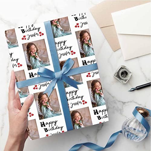 Customized Gift Wrapping Paper, Happy Birthday with Name Photo White Personalized Gift Wrap Paper with Photo Funny Wrapping Paper Roll for Men Women Christmas 58x23 3 Rolls - Image 5