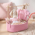 Baby Shower Basket Gift Set Baby Crate Closet,Pink - Image 4