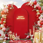 Black and Red Arch Cover 3 Set-7.2FT, 6.6FT, 6FT Arch Backdrop Cover Spandex 2-Color Balloon Arch Stand Covers for Birthday Party Baby Shower Retirement Graduation Photo Background Decorations - Image 4