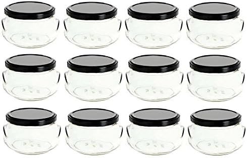 Nakpunar 12 pcs 8 oz Glass Tureen Jars with Black Lids by Nakpunar