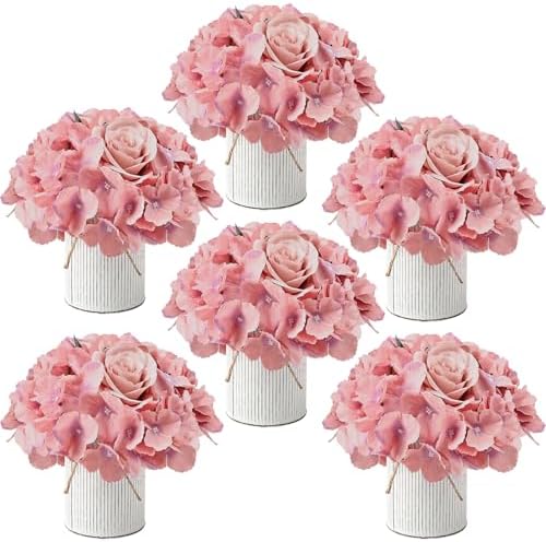 Deep Pink Flower Table Centerpieces - Set of 6 by DIYDOFUN