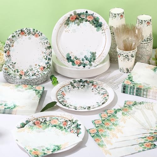 400 Pcs Sage Green Plate and Napkin Party Supplies, Green, Ease - Image 6