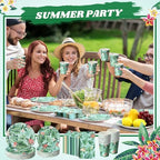 Pickmesh 250 Pcs Hawaiian Paper Plates Napkins Cups Set, Luau Party Plates - Image 4