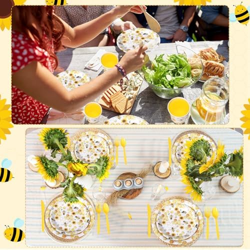 Pickmesh 400 Pcs Bee Sunflower Birthday Party Supplies Plates Serve 50 - Image 5