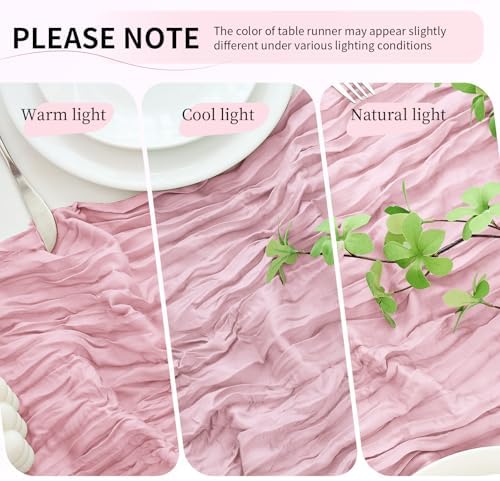 20 Pack Light Pink Cheesecloth Table Runner, 17x108 Inch Semi Sheer Boho Gauze Cheese Cloth Fabric Table Runners for Wedding Party Baby Shower Birthday Garden Farmhouse Table Decor - Image 5