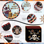 Potchen 452 Pcs Pirate Plates Napkins Party Supply, Red Black - Image 3