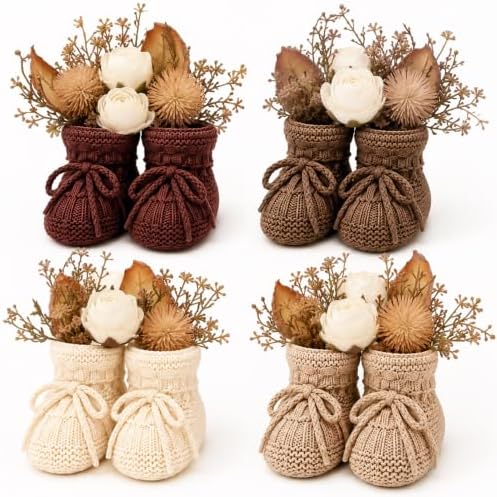 gisgfim 4 Set Mocha Baby Shower Centerpieces Knitted Infant Booties Boy Girl by gisgfim