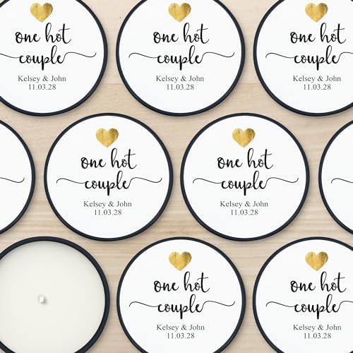 Custom Candles, Personalized Candles Gold Heart, Bulk Candles, Candle Favors, Candle Wedding Favors (Set of 10) (Black Tin), 9508825-09 - Image 4