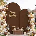 2 Set-7.2FT, 6FT Brown Arch Backdrop Cover,Spandex Fitted Wedding Arch Stand Covers Round Top Chiara Arch Backdrop Stands Cover for Birthday Party Banquet Photo Background Decoration - Image 7