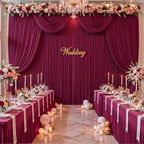 50ft x 10ft Wrinkle Free Burgundy Wedding Backdrop Curtains for Party Bridal Shower Reception Decorations Burgundy Fabric Curtain Backdrops Drapes for Photography Baby Shower Birthday Background - Image 3