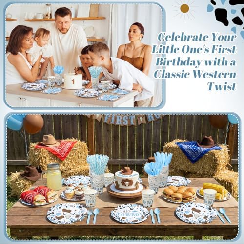 450 Pcs Tableware Set, Serve 50, Blue, My First Rodeo Birthday - Image 5