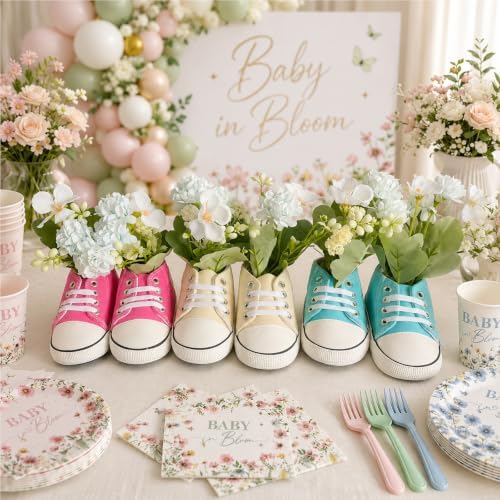 12 PCS Wild Flower Sneaker Baby Centerpieces for Tables, Baby Shower Decor - Image 2
