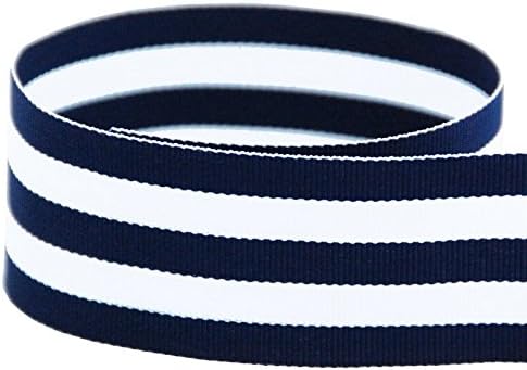 USA | American Made 5/8" Navy & White Taffy Striped Grosgrain Ribbon - 100 Yards by TheRibbonFactory%C2%AE