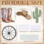 4 Pcs Western Party Decorations, Large Cowboy Birthday Party Decorations, 24 Inch Plastic Cardboard Cutouts Props, Wild West Themed Standups with Boots Wagon Wheel Cactus Hat for Photo Booth - Image 3