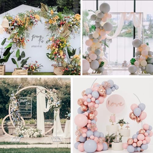 Metal Wedding Arch Stand,Set of 2 Curved Top Arch Backdrop Stand Wedding Arches for Ceremony Birthday Anniversary Baby Shower Floral Stand Background Decoration (White,7.8FT & 6.7FT) - Image 7