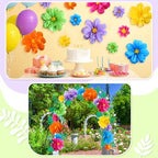 Geyee 40 Pcs Mexican Giant Paper Flowers Leaves Set, 24 Pcs Large Mexico Tissue Paper Flowers and 16 Green Leaves for Mexican Party Wedding Archway Fiesta Birthday Decoration 20" 10'' - Image 6