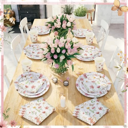 Wildflower Party Decorations, Paper Plates Napkins Cups Serve 50, Pink - Image 5