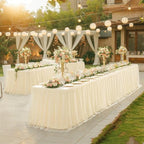 6 Pack 8ft Champagne Tulle Tablecloths for Rectangle Tables, 8 Foot Champagne Rectangular Table Cloth, Wrinkle Free Table Cover with Tutu Skirt for Wedding Birthday Party Banquet Buffet Bridal Shower - Image 4