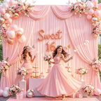 30ft x 15ft Blush Pink Wrinkle Free Backdrop Curtains for Wedding Party Backdrops Curtain Drapes Fabric Decorations Photo Back Drop Cloth for Baby Shower Photography Stage Reception - Image 3