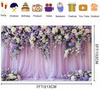 10x10ft Purple Lavender Floral Bridal Backdrop Wedding Flower Photography Backdrop for Girl Portrait Baby Shower Birthday Party Decor Banner Mother's Day Party Wall Backdrop Studio Photo Backgrounds - Image 5