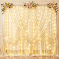 20x10ft Champagne Tulle Backdrop Curtains with Lights String for Parties,Wrinkle Free Sheer Curtain with Lights Wedding Photo Backdop Drapes for Baby Shower Birthday Party Photography Home Decorations by PartyTalk