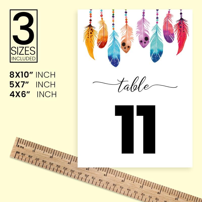 Abstract Feather Design Table Number Cards Double Sided Party Table Numbers for Reception Baby Shower Anniversary Birthday Bridal Party 5x7 100 Pcs - Image 4