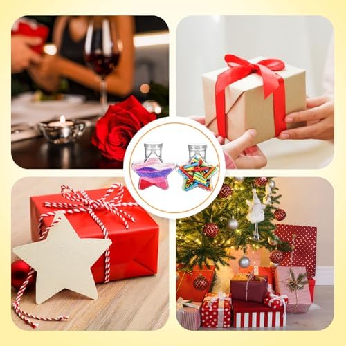 Yinkin 50 Pcs 5.5 oz Star Sand Art Bottles Plastic Clear Sand Bottles with Lids Candy Jars for DIY Craft Party Decoration (Plastic Lid) - Image 7