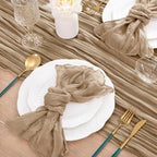 Nude Cheesecloth Table Runner Neutral Boho Fall Runner for Table, 12 Pack - Image 6