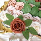 50pcs Burnt Orange Brown Foam Fake Roses with Stems Fall Terracotta Beige Artificial Flowers Real Looking Wedding Bouquets Bridal Shower Centerpieces Rustic Arrangements Party Tables Decor Bulk - Image 2
