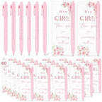 60 Sets It's a Girl Pens for Guests Girl Party Favors Retractable Ballpoint Pen with Bookmarks Black Ink Gender Reveal Souvenirs Prizes Supplies by Stuffygreenus