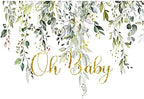 Leowefowa 8x6ft Oh Baby Backdrop Greenery Baby Shower Background Green Gold Eucalyptus Leaves Photography Banner Newborn Announce Pregnancy Birthday Party Decorations Supplies Props - Image 3