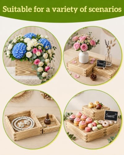 10PCS Pine Wooden Nested Buffet Risers with Mini Signs - Image 6